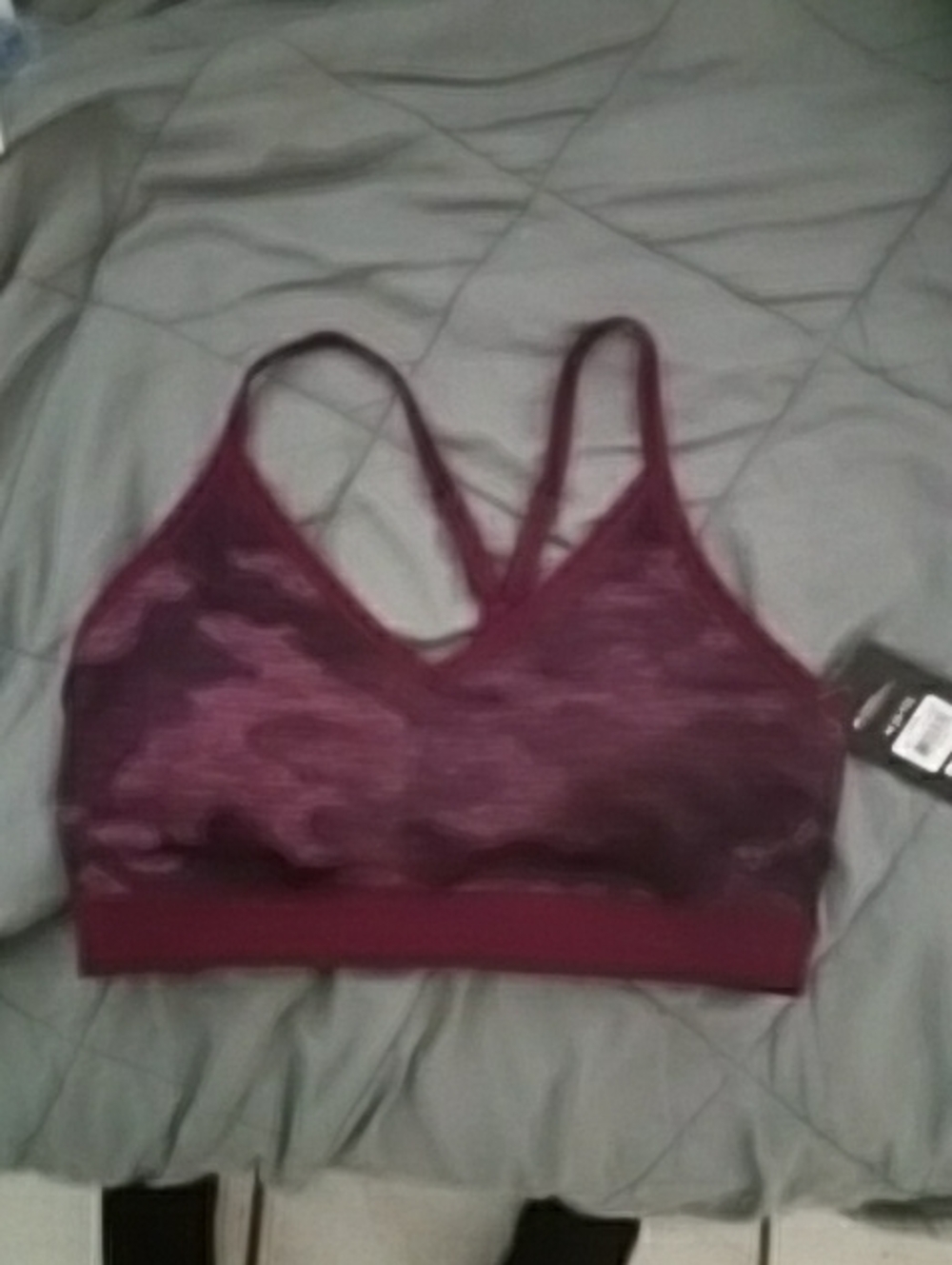 Athletic Works Burgundy Camo Lace Bralette